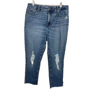 Good American Women's 6/28 Distressed Ankle Jeans Denim Cotton